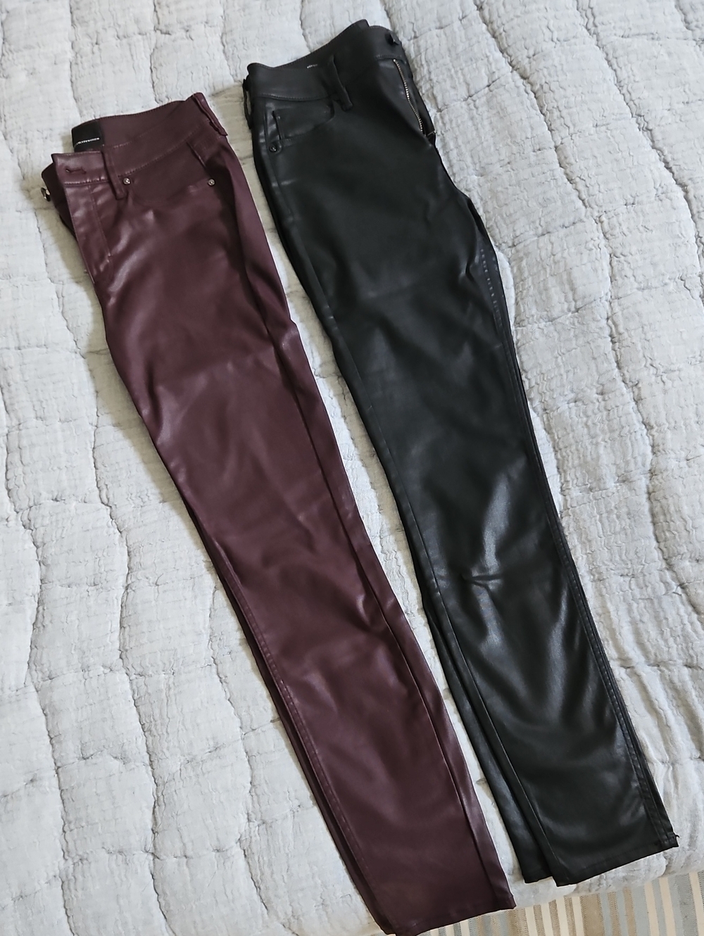 White House Black Market Coated Skinny Jeans in Black and Burgundy